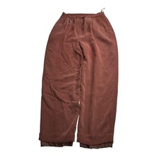 Missy 100% Silk Pants Womens 12 Brown Wide Leg Pleated Lined Vintage picture