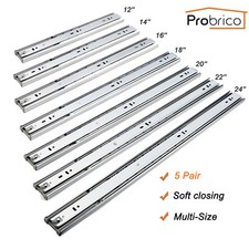 Probrico 5Pair Soft Close Full Extension Drawer Slides Ball Bearing Side Mount picture