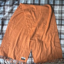 Vintage 1970s Hermès 100% Cashmere Orange Knit  Scarf Made in Scotland picture