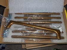 6 Pack Antique Brass Solid 6.3 Inch Hole Centers Cabinet Pulls Drawer Handles picture