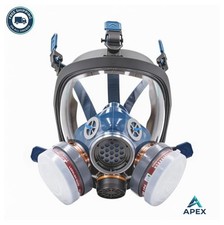 Full Face Respirator Mask Reusable Adjustable Strap Anti Fog Lens Carbon Filter picture