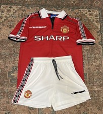 VTG Manchester United 1998 1999 Home Kit Youth XL Umbro Sharp - Broken Zip Pull picture