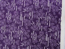 Sevenberry Cotton/Linen blend - Japanese 3 yds - floral hibiscus print - purple picture