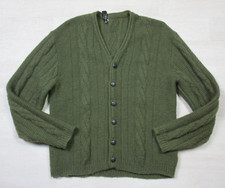 Vintage 1970s Truval Sportswear Brand Cardigan Sweater Mens (M) Olive Wool Blend picture