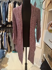 Bobeau Women's Plum Striped Open Front Cardigan Sweater Size S picture