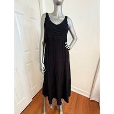 Boho Black Crochet Bodice Maxi Midi Dress Flowy Sleeveless Summer Festival S picture