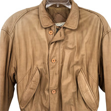 VTG Luis Alvear Mens Leather Bomber Tan Jacket Coat Size Medium picture