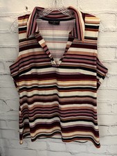 Lane Bryant Striped Sleeveless Colored V-Neck Top STRETCH EUC Women's Size 18/20 picture