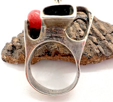 Vintage SOUTHWESTERN ABSTRACT MODERNIST ring sterling silver size 7.5 pink picture