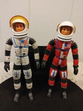 Vintage 1966 Mattel Major Matt Mason Action Figures Red Suit & White Suit Bendy picture