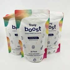 3 PACK Truvy Boost Energy & Weight Loss Drink Mix 90 Packets Variety Pack - NEW picture