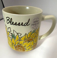 Spectrum Designz Blessed Sunflower 18 oz Ceramic Mug Hand Painted MW/DS Safe picture