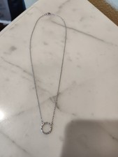 Beautiful VINTAGE NEW 14K white gold silver-toned circle necklace AL_0000084 picture