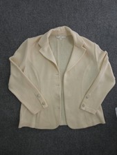 St John Basics Jacket Womens 6 White Knit Blazer Silver Buttons Notch Lapel picture