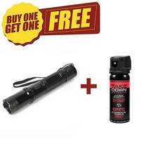 StunGun Micro Mini BLACK 1101 700BV Rechargeable LED W/1Bottle Free Pepper Spray picture