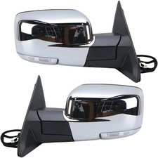 Pair Side Mirror LH+RH For 13-19 Ram 1500 Chrome Power Fold Heated Temper Sensor picture