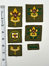 Vintage BSA Boy Scout Uniform Insignia Green Bars Be Prepared Patches Lot of 6 picture