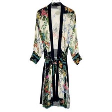 Zara Basic Collection Floral Print Kimono Robe M Belted Duster Multicolor picture