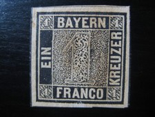 BAYERN BAVARIA GERMAN STATES Mi. #1 rare mint stamp w/ cert CV $1,550.00 picture