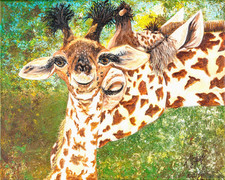 Safari Giraffe Painting 16x20 Framed Original Wildlife Animal Art M Isaksen picture