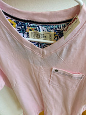 Free Planet Men’s M Pink Cotton Solid V-Neck Short Sleeve Pocket T-Shirt picture