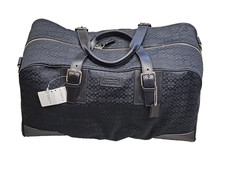 Coach F77085 Vintage LARGE Black Signature C Canvas & Leather Trim Travel Bag picture