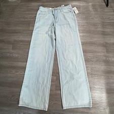 Kensie Easy Breezy Denim High Rise Wide Leg Jeans Saltwater Light Wash 4/27 NEW picture