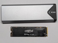 Crucial P5 Plus 2TB Gen4 NVMe SSD 98% Health + SSK USB-C Enclosure picture