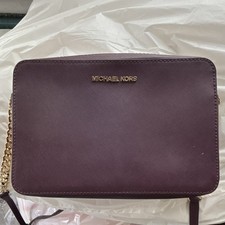 Michael Kors Purple Zip Crossbody Bag Adjustable Detachable Strap Gold Chain picture