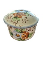 Trinket Box Made In Portugal Porcelain Hand Painted Round Vintage picture