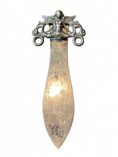 Antique French Sterling Silver Bookmark Winged Cherub Putto 18th Century picture