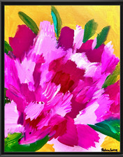 Rutenberg Original 11x14 Peony Flower Abstract Pink Signed Mixed Media Painting picture