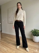AG Adriano Goldschmied The Angel Bootcut Flare Leg Black Corduroy Pants 28R picture