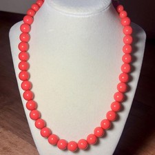 Bold Pink Bead Necklace Classic Statement Strand Vintage Inspired Jewelry picture