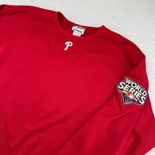 Majestic 2009 World Series Philadelphia Phillies Sweatshirt Mens XL Red Therma picture