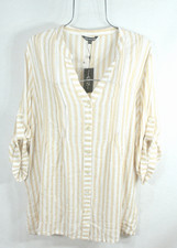Club Z Collection Women's 2X Beige Button Up Shirt Lightweight Cover Up NWT picture