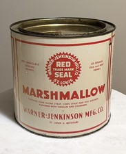 Vintage Red Seal Marshmallow Tin with Lid Warner Jenkinson Mfg Co. - 7-1/4” 4lb picture
