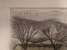 Bernard Buffet Landscape Drawing Graphite Pencils on Paper Signed picture