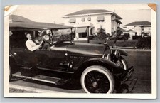 1920s Stutz Touring Car Luxury Automobile Mansion Vintage B&W Photo Snapshot picture
