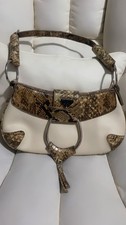 Authentic Vintage Prada Cream Leather & Python Snakeskin Stirrup Shoulder Bag picture