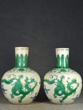 A pair of antique Chinese Chenghua-style green dragon-patterned celestial globe  picture