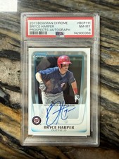 Topps 2011 Bowman Chrome Bryce Harper Prospects Rookie Auto #BCP111 PSA 8 picture