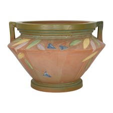 Roseville Futura Tan 1928 Vintage Art Deco Pottery Jardiniere For Pedestal 616-8 picture