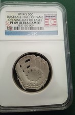 2014-S Baseball Comm Half Dollar Opening Day Release HOF CLAD NGC PF69 UC  picture