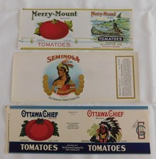 18 Different Nice Vintage Can Labels with Native American Images picture