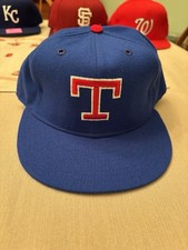Vtg New Era Texas Rangers Pro Model Dupont Visor 7 3/4 Leatherbead Made in USA picture