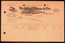 Antique 1904-1905 Belding Bros Silk Manufacturers Invoices Lot of 4 Mercantile picture