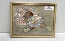 Maud Tousey Fangel Sleeping Baby Lithograph Satin 10x13 1940s Signed Framed picture