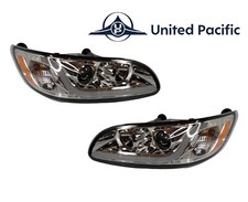 Pair Chrome Projection Headlights Dual Function LED Light Bar Peterbilt 386/387 picture