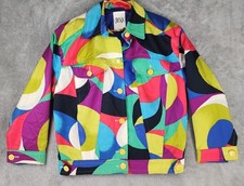Crisca Jacket Womens Size 36 Multicolor Button Up Long Sleeve Artsy 90s Vintage picture